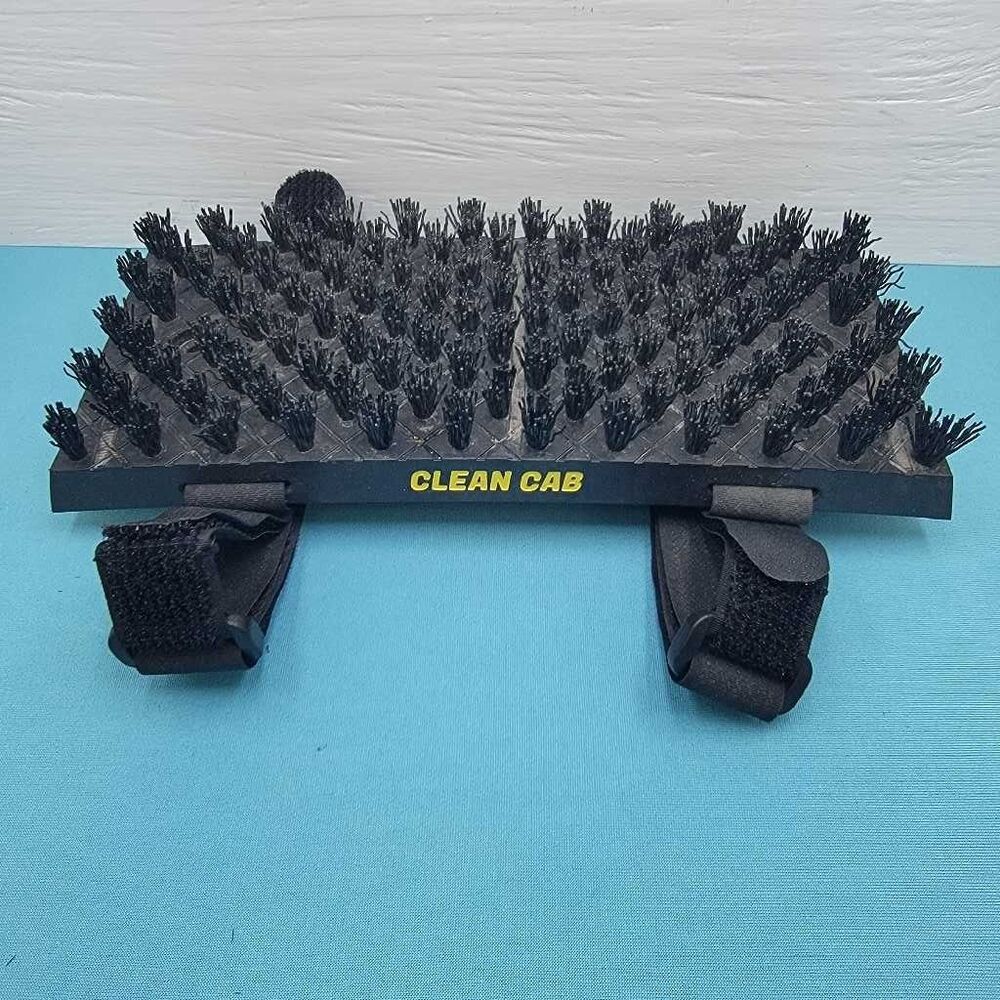 CLEAN CAB Black Boot Scrubber Mat Brush Running Board Straps 9x4"